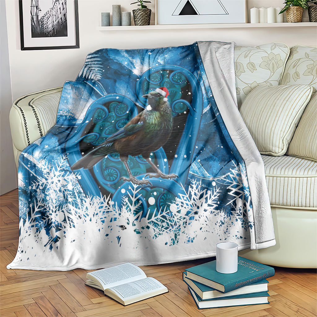 Tui Bird New Zealand Christmas In July Blanket NZ Aroha Koru Fern Marble Vibes
