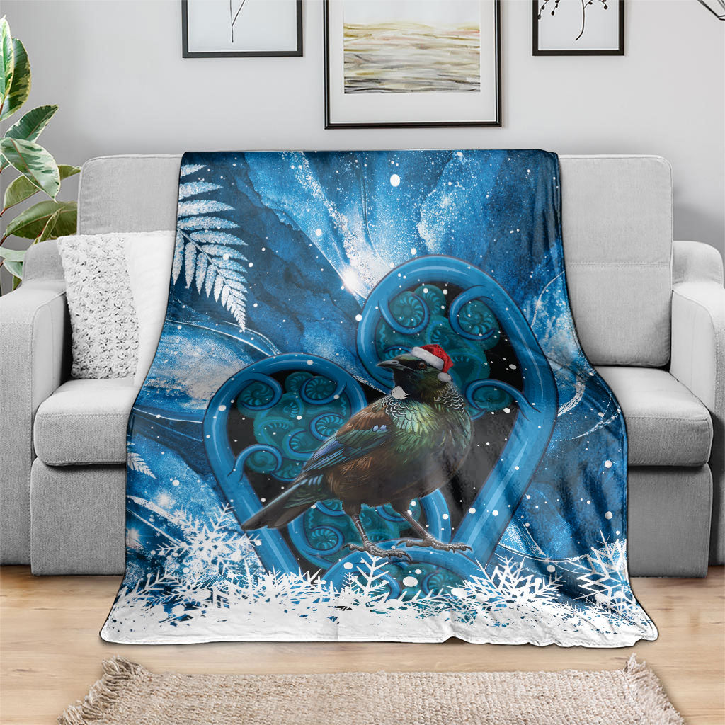 Tui Bird New Zealand Christmas In July Blanket NZ Aroha Koru Fern Marble Vibes