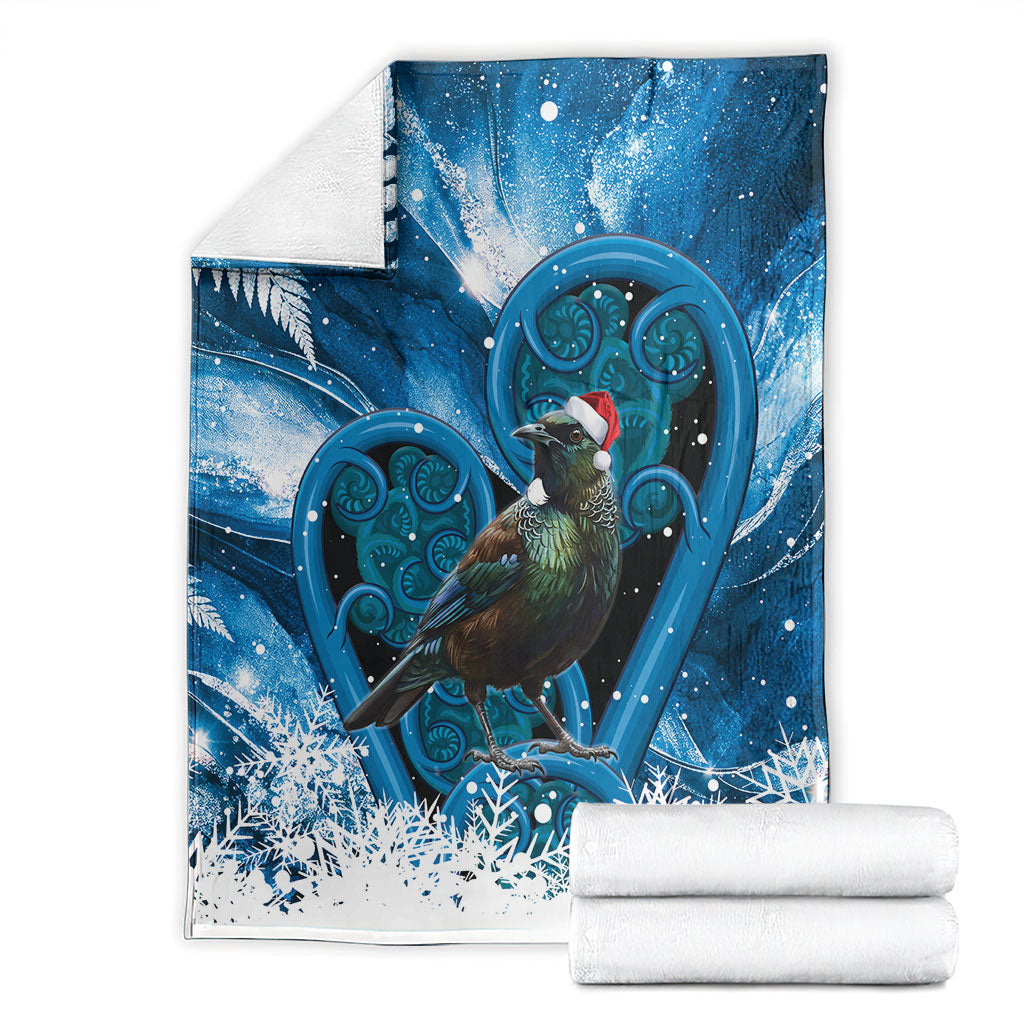 Tui Bird New Zealand Christmas In July Blanket NZ Aroha Koru Fern Marble Vibes