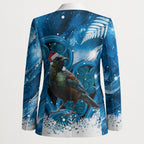 Tui Bird New Zealand Christmas In July Blazer NZ Aroha Koru Fern Marble Vibes