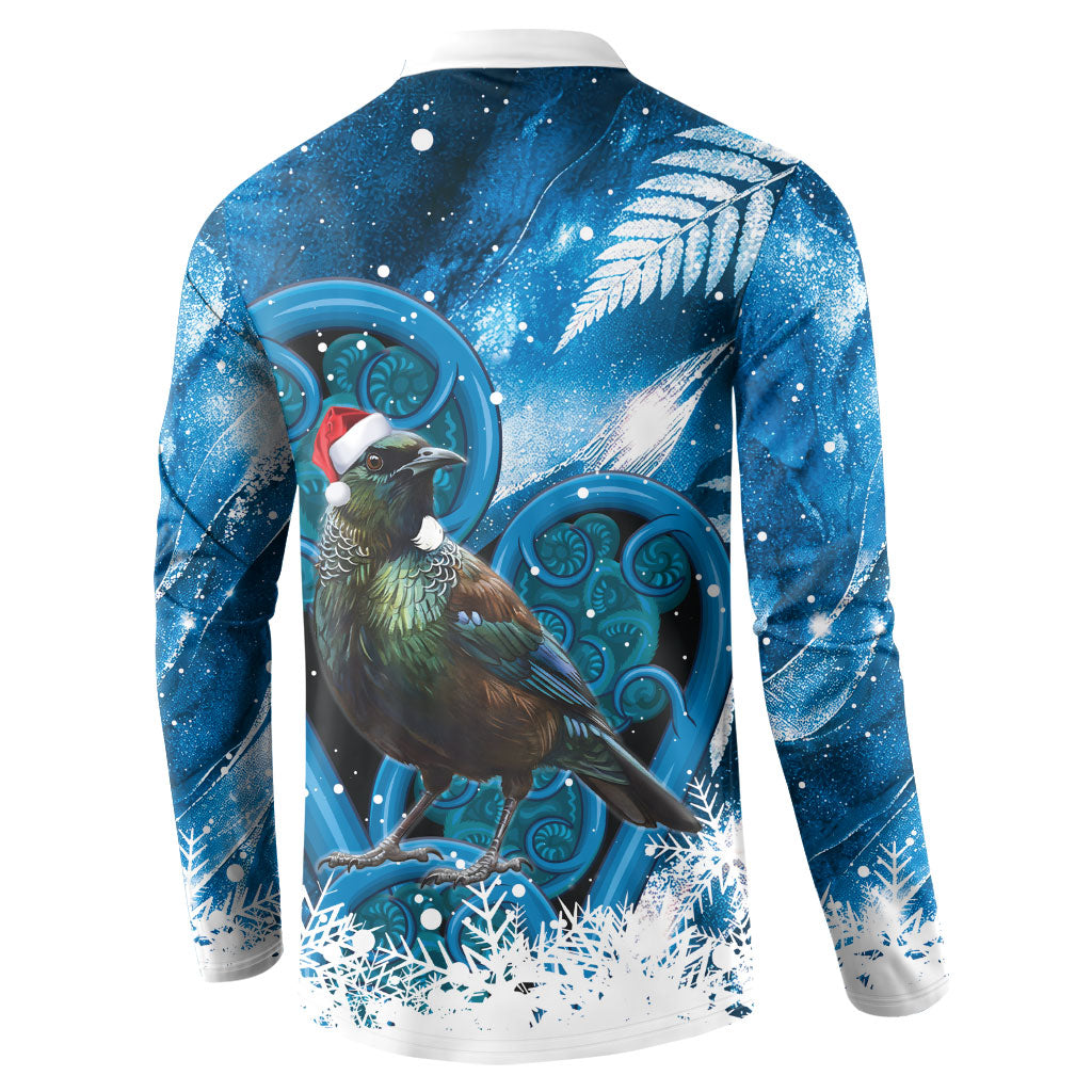 Tui Bird New Zealand Christmas In July Button Sweatshirt NZ Aroha Koru Fern Marble Vibes