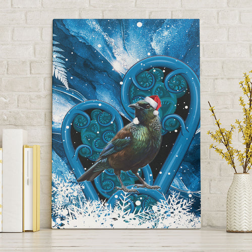 Tui Bird New Zealand Christmas In July Canvas Wall Art NZ Aroha Koru Fern Marble Vibes