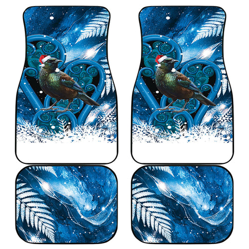 Tui Bird New Zealand Christmas In July Car Mats NZ Aroha Koru Fern Marble Vibes