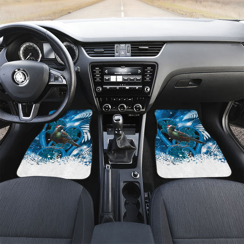 Tui Bird New Zealand Christmas In July Car Mats NZ Aroha Koru Fern Marble Vibes