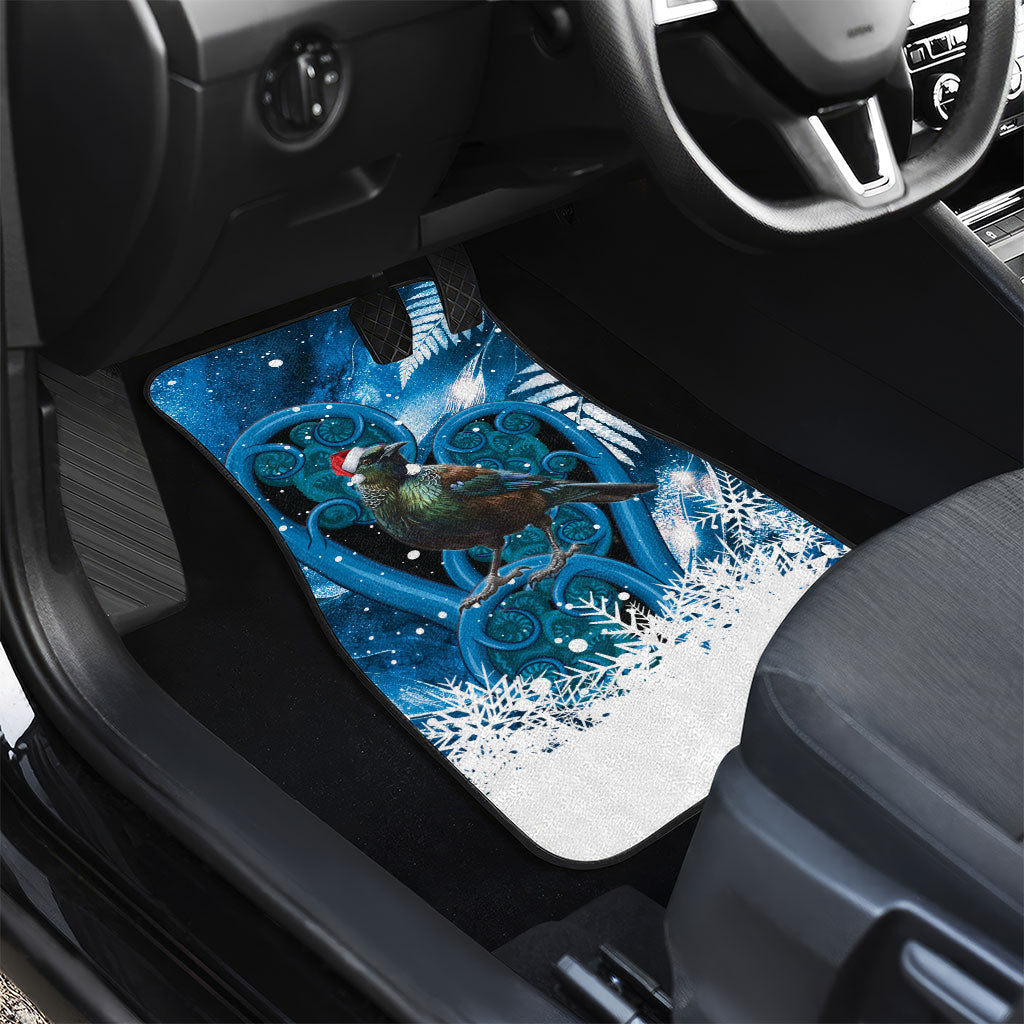 Tui Bird New Zealand Christmas In July Car Mats NZ Aroha Koru Fern Marble Vibes