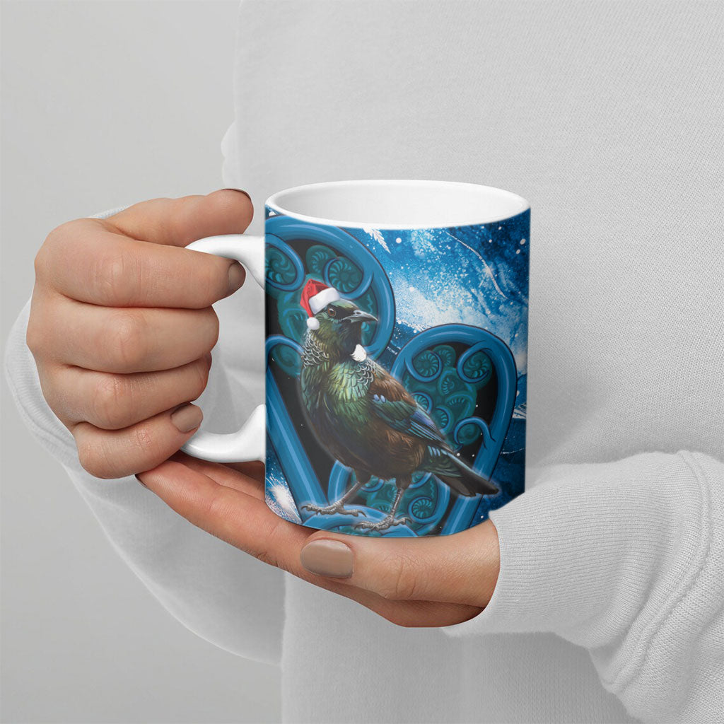 Tui Bird New Zealand Christmas In July Ceramic Mug NZ Aroha Koru Fern Marble Vibes