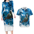 Tui Bird New Zealand Christmas In July Couples Matching Long Sleeve Bodycon Dress and Hawaiian Shirt NZ Aroha Koru Fern Marble Vibes