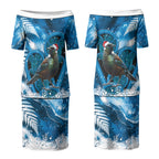 Tui Bird New Zealand Christmas In July Couples Matching Puletasi and Hawaiian Shirt NZ Aroha Koru Fern Marble Vibes LT14