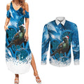 Tui Bird New Zealand Christmas In July Couples Matching Summer Maxi Dress and Long Sleeve Button Shirt NZ Aroha Koru Fern Marble Vibes