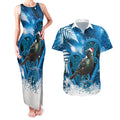 Tui Bird New Zealand Christmas In July Couples Matching Tank Maxi Dress and Hawaiian Shirt NZ Aroha Koru Fern Marble Vibes