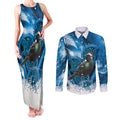 Tui Bird New Zealand Christmas In July Couples Matching Tank Maxi Dress and Long Sleeve Button Shirt NZ Aroha Koru Fern Marble Vibes
