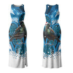 Tui Bird New Zealand Christmas In July Couples Matching Tank Maxi Dress and Long Sleeve Button Shirt NZ Aroha Koru Fern Marble Vibes LT14