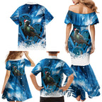 Tui Bird New Zealand Christmas In July Family Matching Mermaid Dress and Hawaiian Shirt NZ Aroha Koru Fern Marble Vibes