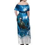 Tui Bird New Zealand Christmas In July Family Matching Off Shoulder Maxi Dress and Hawaiian Shirt NZ Aroha Koru Fern Marble Vibes