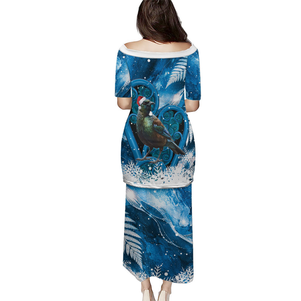 Tui Bird New Zealand Christmas In July Family Matching Puletasi and Hawaiian Shirt NZ Aroha Koru Fern Marble Vibes