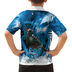 Tui Bird New Zealand Christmas In July Family Matching Summer Maxi Dress and Hawaiian Shirt NZ Aroha Koru Fern Marble Vibes