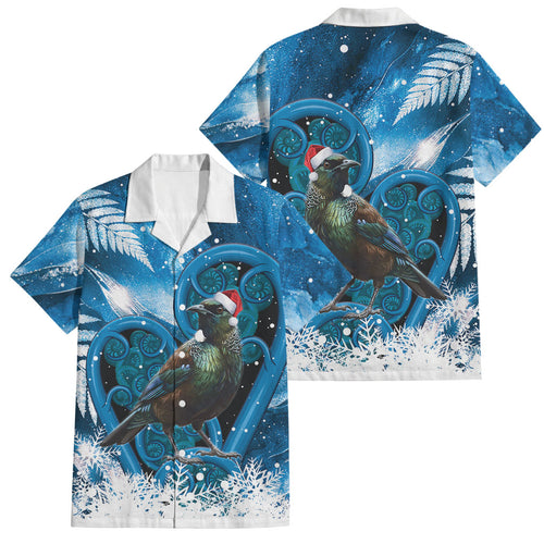Tui Bird New Zealand Christmas In July Family Matching Summer Maxi Dress and Hawaiian Shirt NZ Aroha Koru Fern Marble Vibes