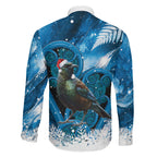 Tui Bird New Zealand Christmas In July Family Matching Summer Maxi Dress and Hawaiian Shirt NZ Aroha Koru Fern Marble Vibes