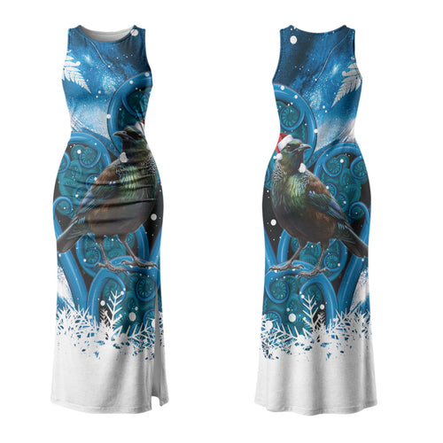 Tui Bird New Zealand Christmas In July Family Matching Tank Maxi Dress and Hawaiian Shirt NZ Aroha Koru Fern Marble Vibes