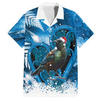 Tui Bird New Zealand Christmas In July Family Matching Tank Maxi Dress and Hawaiian Shirt NZ Aroha Koru Fern Marble Vibes