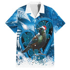 Tui Bird New Zealand Christmas In July Hawaiian Shirt NZ Aroha Koru Fern Marble Vibes