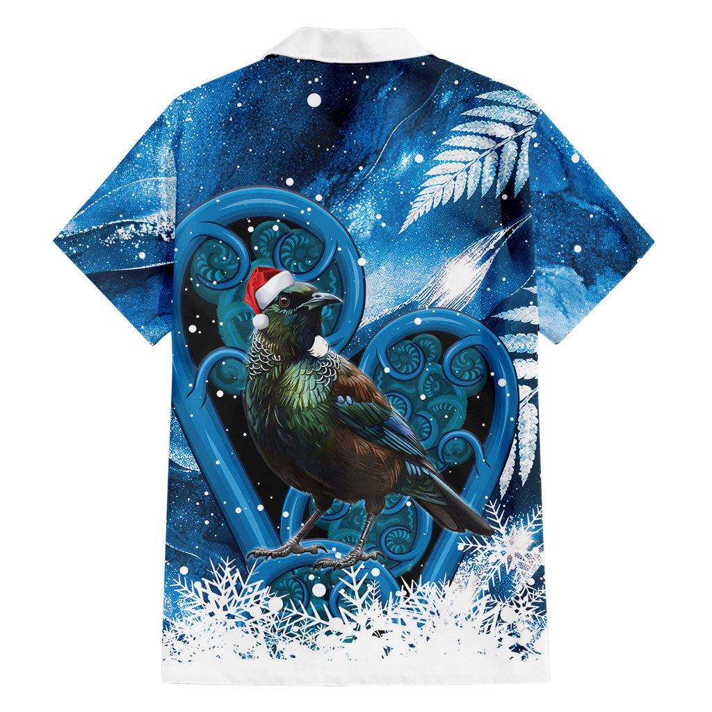 Tui Bird New Zealand Christmas In July Hawaiian Shirt NZ Aroha Koru Fern Marble Vibes