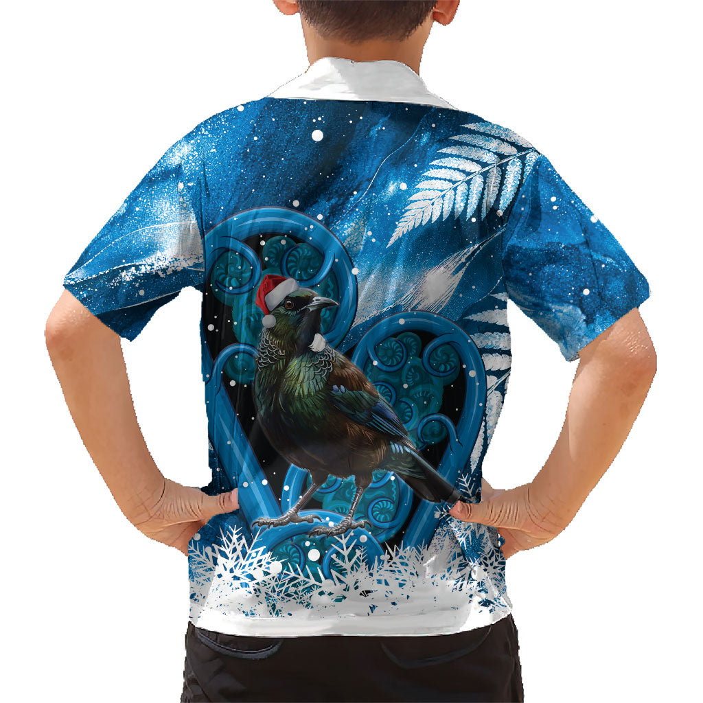 Tui Bird New Zealand Christmas In July Hawaiian Shirt NZ Aroha Koru Fern Marble Vibes