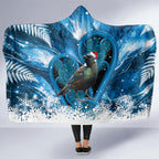 Tui Bird New Zealand Christmas In July Hooded Blanket NZ Aroha Koru Fern Marble Vibes