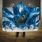 Tui Bird New Zealand Christmas In July Hooded Blanket NZ Aroha Koru Fern Marble Vibes