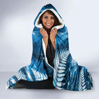 Tui Bird New Zealand Christmas In July Hooded Blanket NZ Aroha Koru Fern Marble Vibes