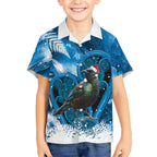 Tui Bird New Zealand Christmas In July Kid Hawaiian Shirt NZ Aroha Koru Fern Marble Vibes