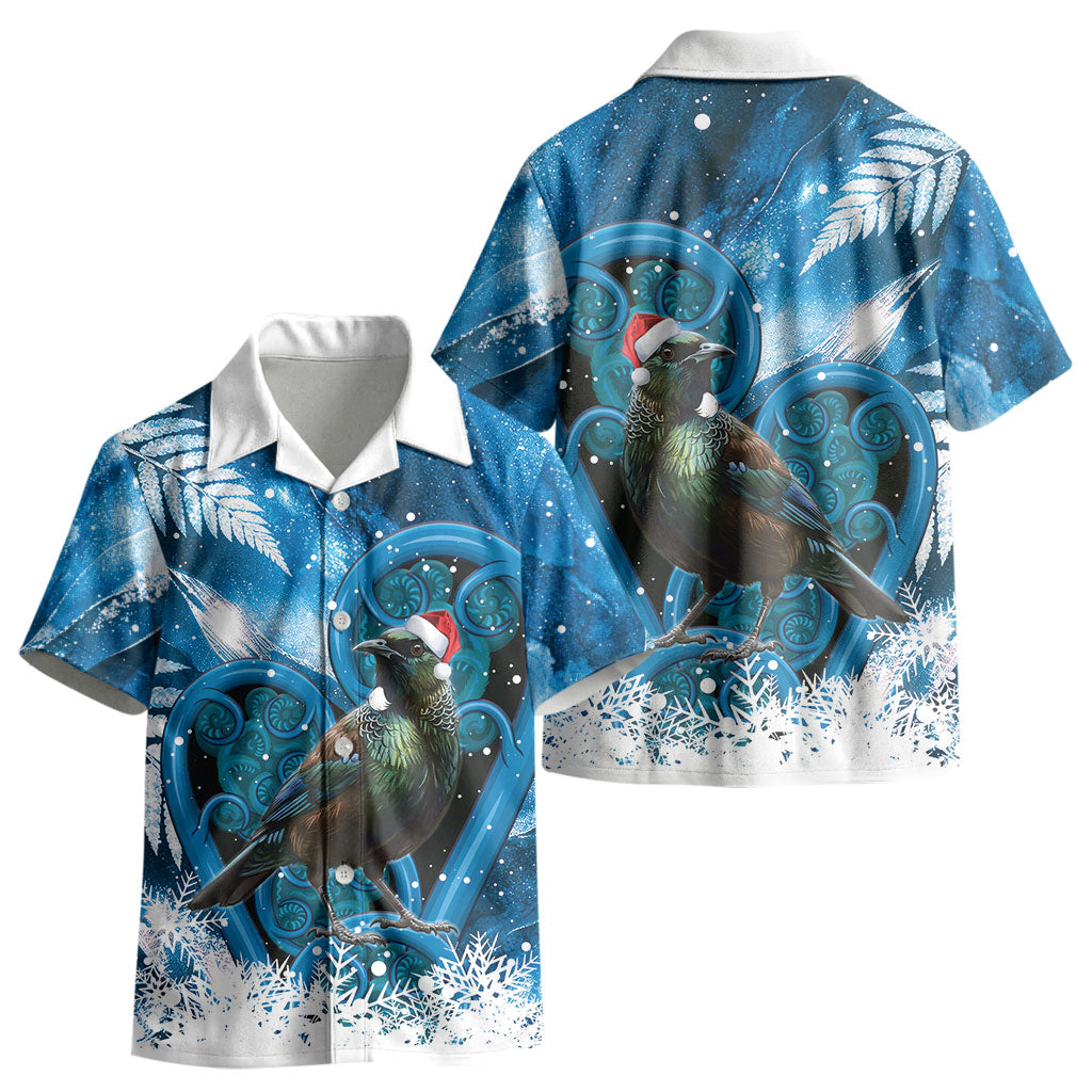 Tui Bird New Zealand Christmas In July Kid Hawaiian Shirt NZ Aroha Koru Fern Marble Vibes LT14