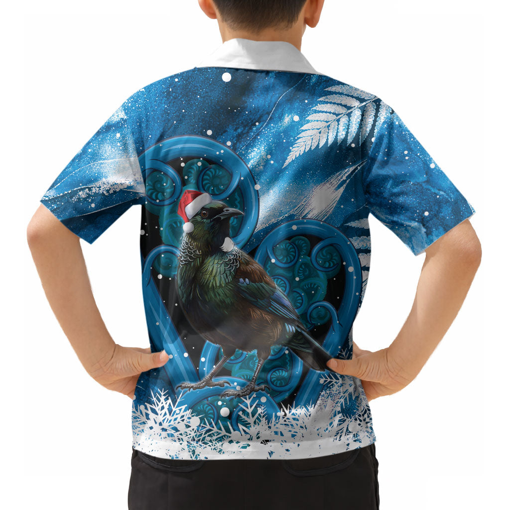 Tui Bird New Zealand Christmas In July Kid Hawaiian Shirt NZ Aroha Koru Fern Marble Vibes LT14