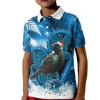 Tui Bird New Zealand Christmas In July Kid Polo Shirt NZ Aroha Koru Fern Marble Vibes