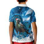 Tui Bird New Zealand Christmas In July Kid Polo Shirt NZ Aroha Koru Fern Marble Vibes