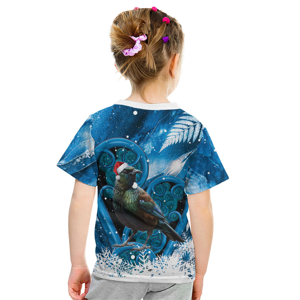Tui Bird New Zealand Christmas In July Kid T Shirt NZ Aroha Koru Fern Marble Vibes