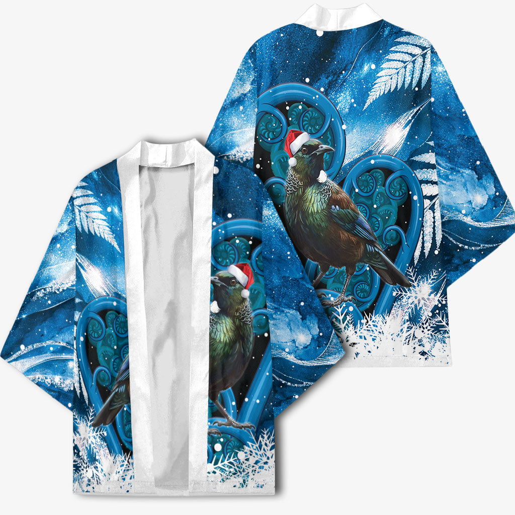 Tui Bird New Zealand Christmas In July Kimono NZ Aroha Koru Fern Marble Vibes