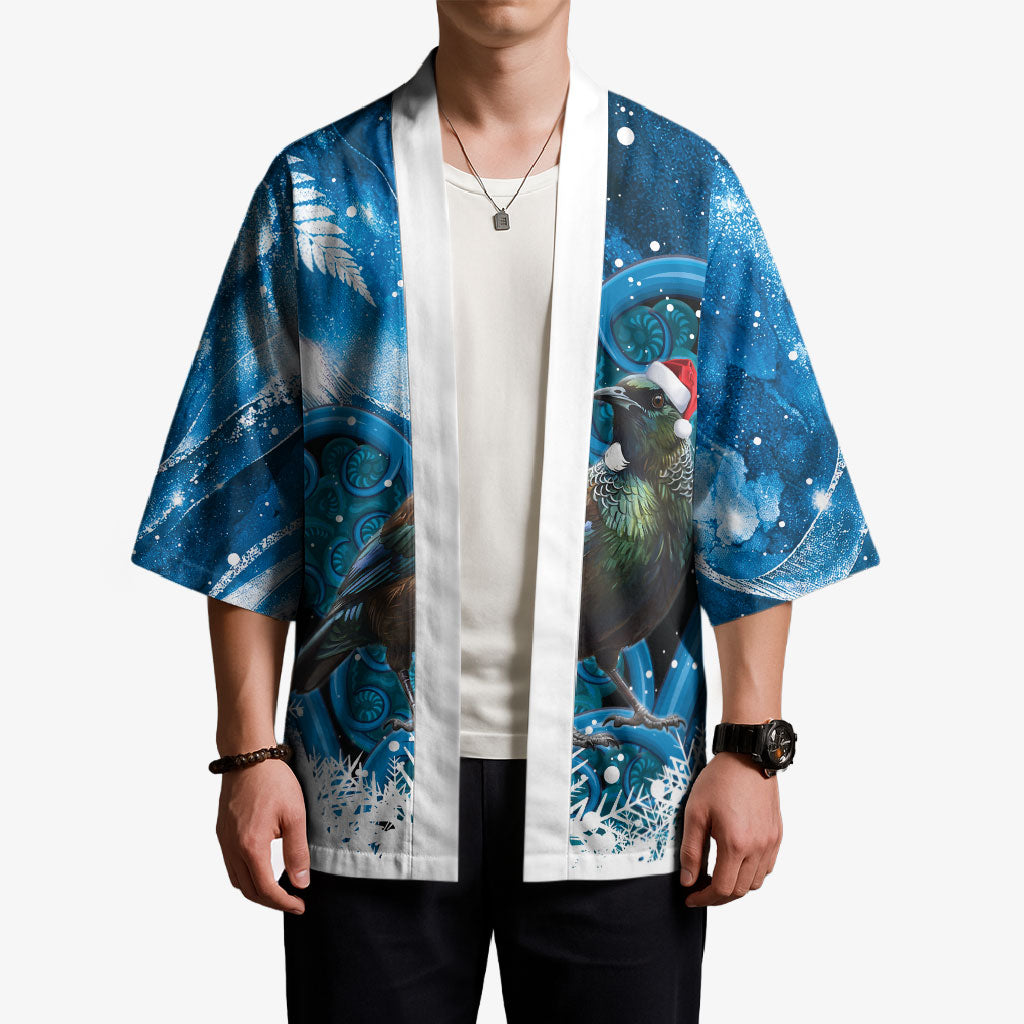 Tui Bird New Zealand Christmas In July Kimono NZ Aroha Koru Fern Marble Vibes