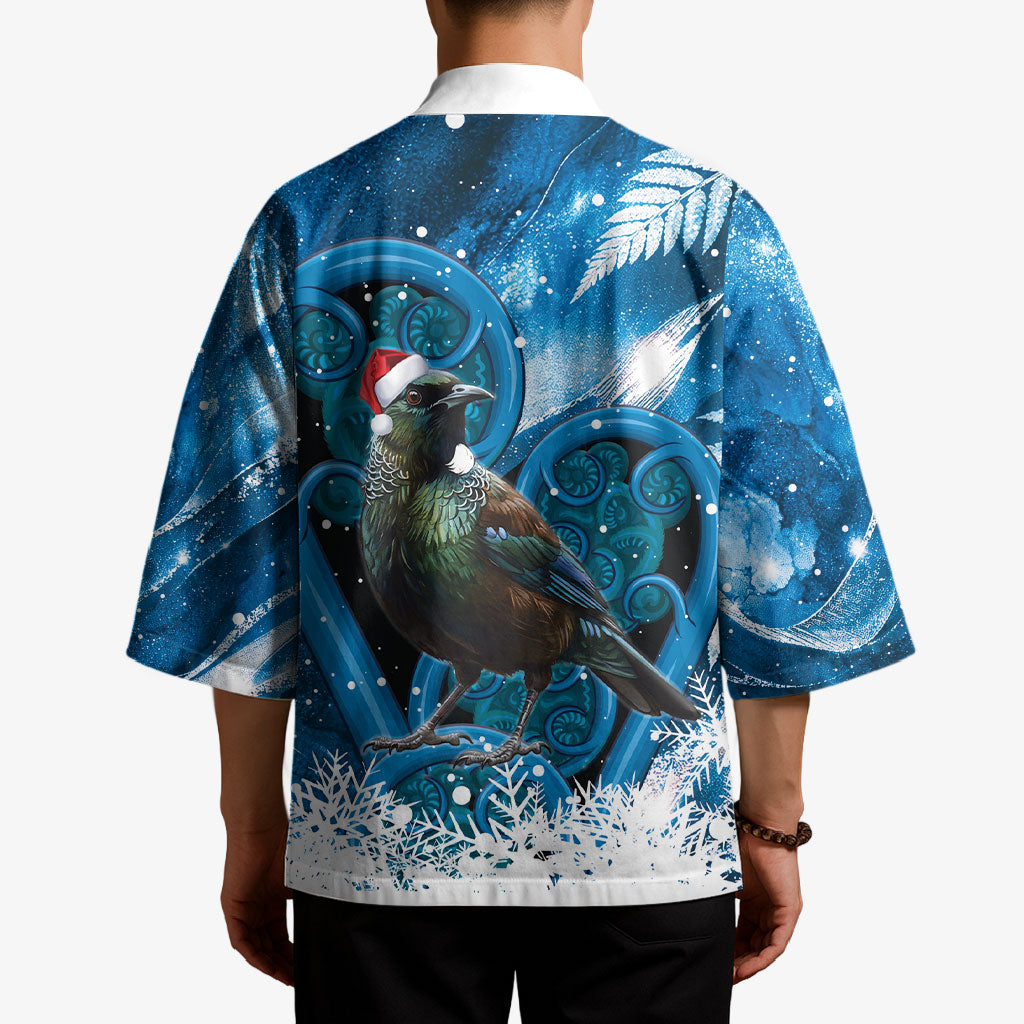 Tui Bird New Zealand Christmas In July Kimono NZ Aroha Koru Fern Marble Vibes