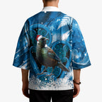 Tui Bird New Zealand Christmas In July Kimono NZ Aroha Koru Fern Marble Vibes