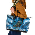 Tui Bird New Zealand Christmas In July Leather Tote Bag NZ Aroha Koru Fern Marble Vibes