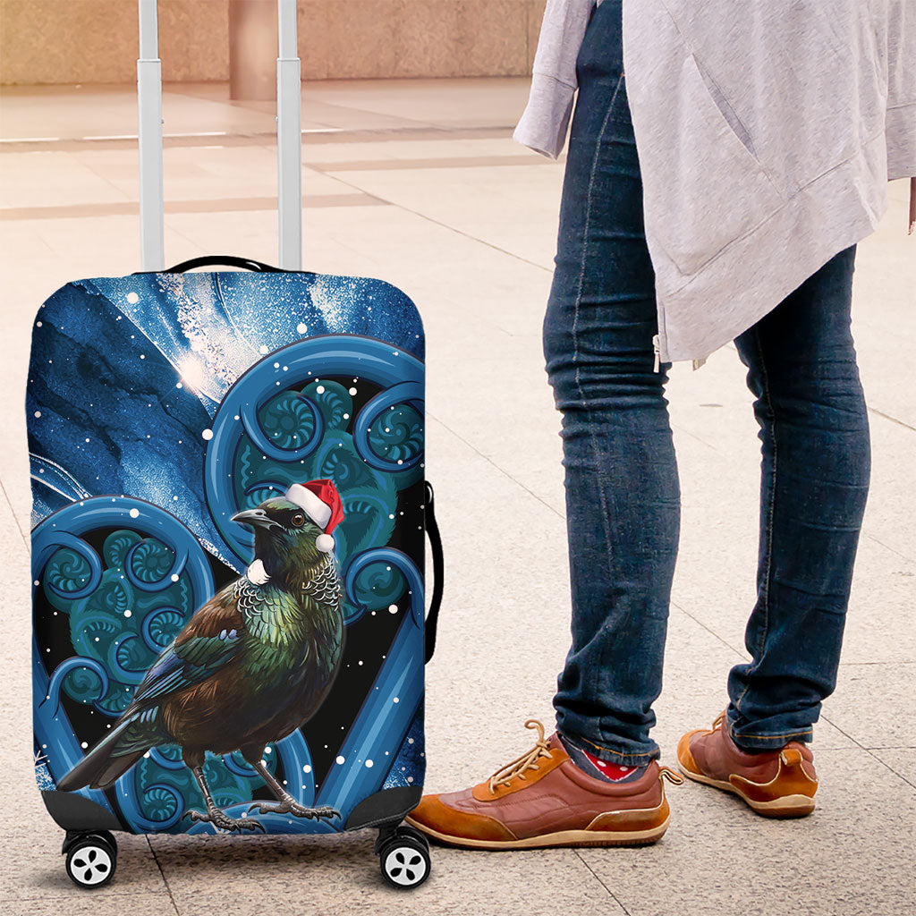 Tui Bird New Zealand Christmas In July Luggage Cover NZ Aroha Koru Fern Marble Vibes