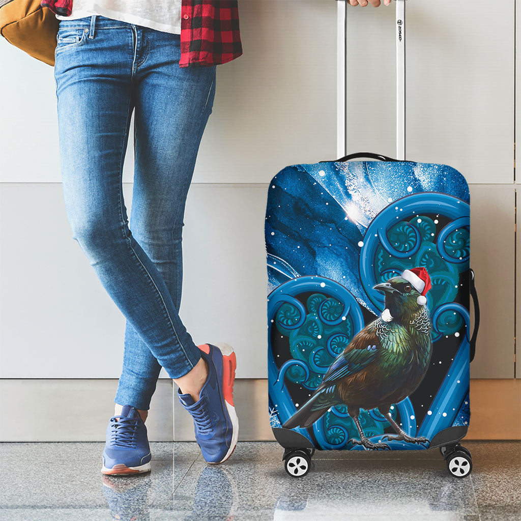 Tui Bird New Zealand Christmas In July Luggage Cover NZ Aroha Koru Fern Marble Vibes