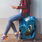 Tui Bird New Zealand Christmas In July Luggage Cover NZ Aroha Koru Fern Marble Vibes