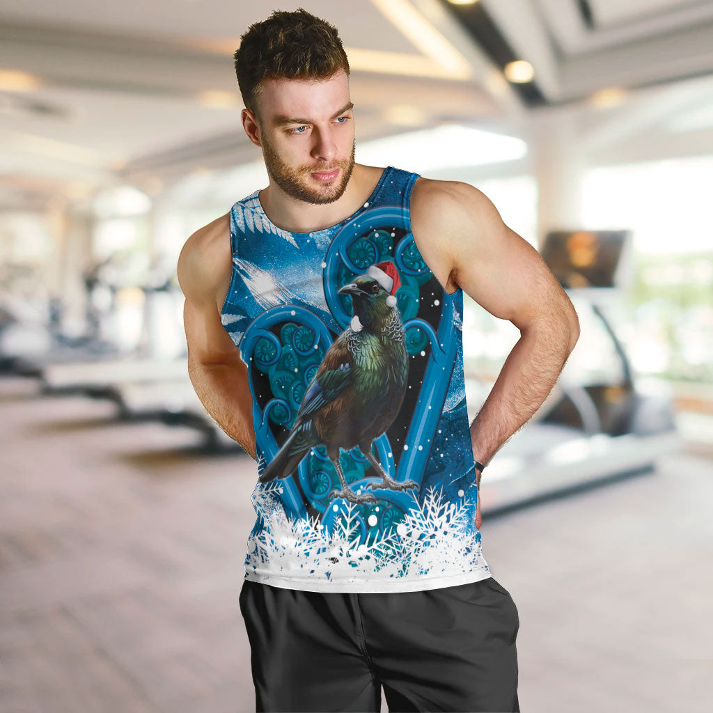 Tui Bird New Zealand Christmas In July Men Tank Top NZ Aroha Koru Fern Marble Vibes