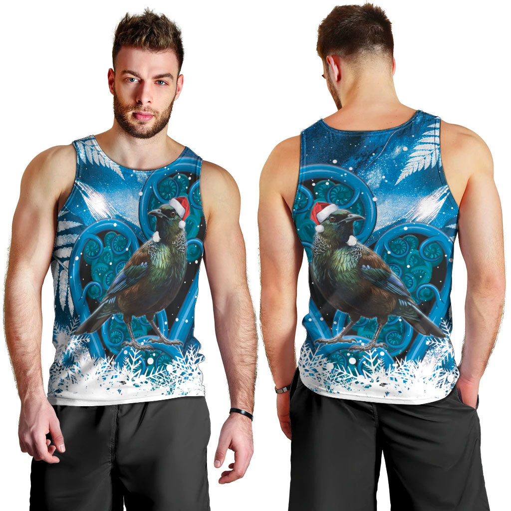 Tui Bird New Zealand Christmas In July Men Tank Top NZ Aroha Koru Fern Marble Vibes