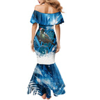 Tui Bird New Zealand Christmas In July Mermaid Dress NZ Aroha Koru Fern Marble Vibes