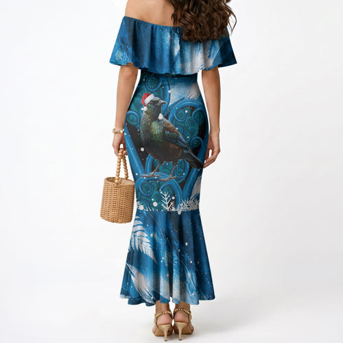 Tui Bird New Zealand Christmas In July Mermaid Dress NZ Aroha Koru Fern Marble Vibes
