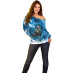 Tui Bird New Zealand Christmas In July Off Shoulder Sweater NZ Aroha Koru Fern Marble Vibes