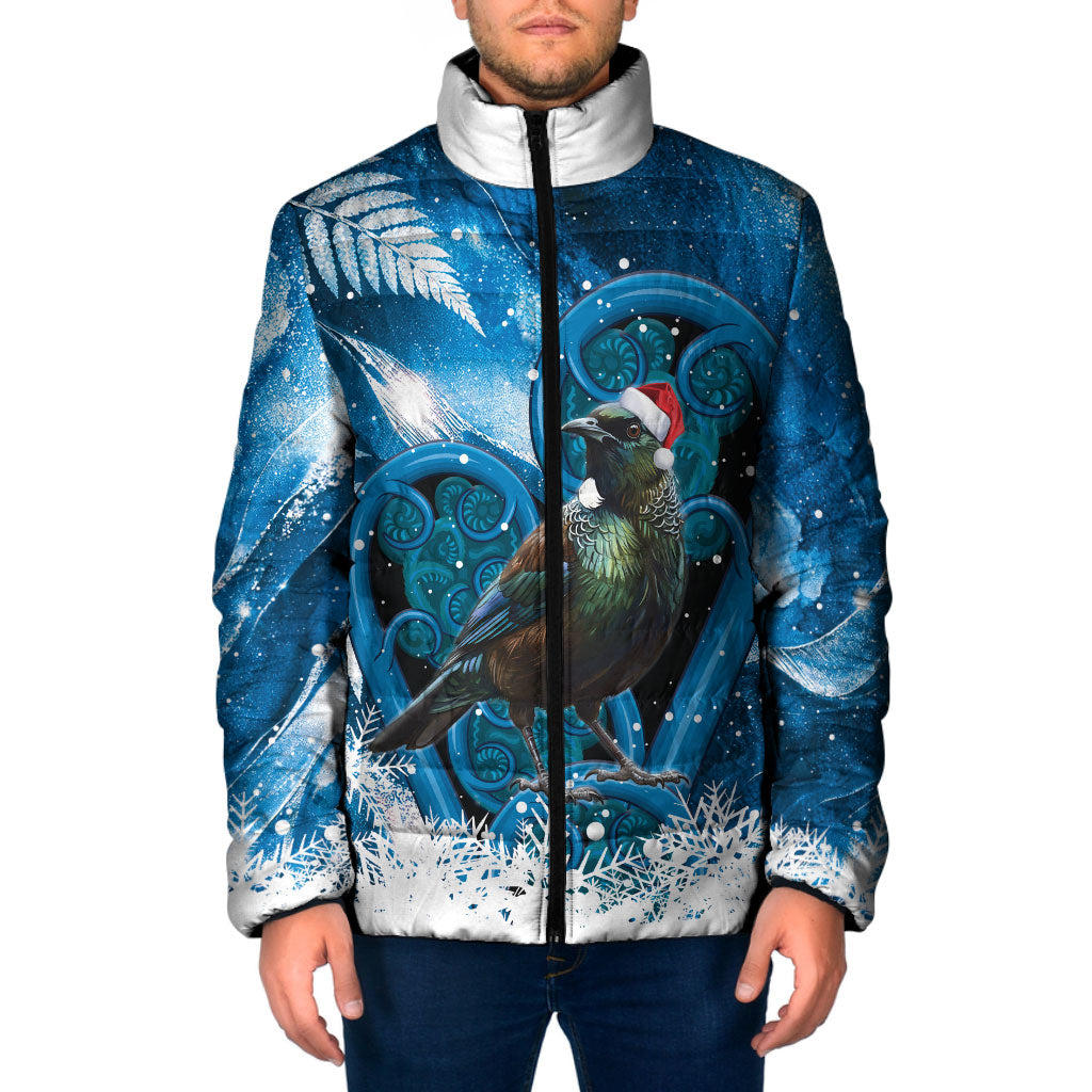 Tui Bird New Zealand Christmas In July Padded Jacket NZ Aroha Koru Fern Marble Vibes